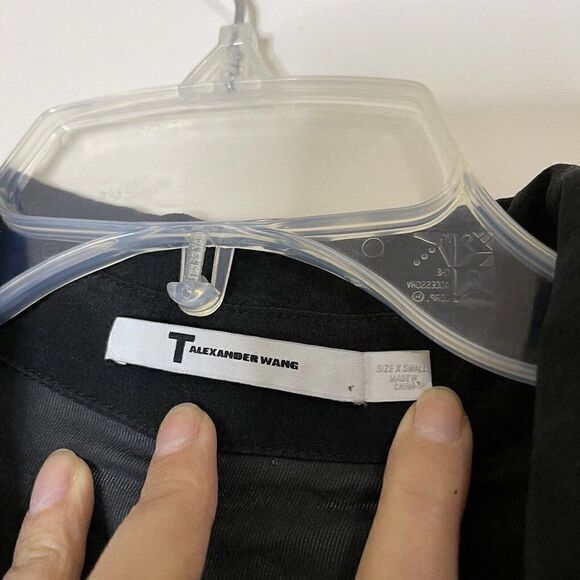 T Alexander Wang black silk long sleeve button down tunic size XS - Picture 3 of 5